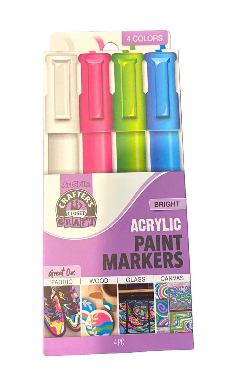 ArtSkills Crafter’s Closet Acrylic Paint Markers Bright 4 Colors Fabric Glass